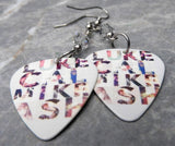 5 Seconds of Summer Names Guitar Pick Earrings with Clear Swarovski Crystals