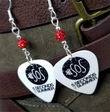 5 Seconds of Summer Guitar Pick Earrings with Red Pave Beads