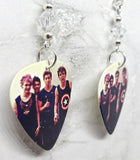 5 Seconds of Summer Guitar Pick Earrings with Clear Swarovski Crystals