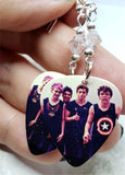 5 Seconds of Summer Guitar Pick Earrings with Clear Swarovski Crystals