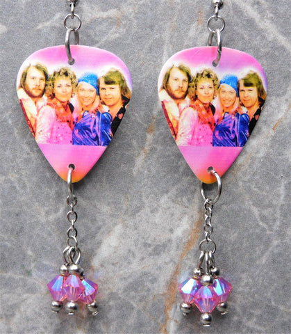 ABBA Guitar Pick Earrings with Rose ABx2 Swarovski Crystals
