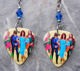 ABBA Guitar Pick Earrings with Capri Blue Swarovski Crystals