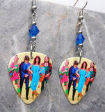 ABBA Guitar Pick Earrings with Capri Blue Swarovski Crystals