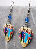 ABBA Guitar Pick Earrings with Capri Blue Swarovski Crystals