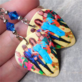 ABBA Guitar Pick Earrings with Capri Blue Swarovski Crystals