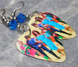 ABBA Guitar Pick Earrings with Capri Blue Swarovski Crystals
