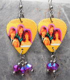 ABBA Guitar Pick Earrings with Burgundy ABx2 Swarovski Crystal Dangles