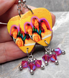 ABBA Guitar Pick Earrings with Burgundy ABx2 Swarovski Crystal Dangles