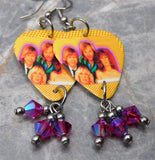 ABBA Guitar Pick Earrings with Burgundy ABx2 Swarovski Crystal Dangles