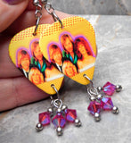 ABBA Guitar Pick Earrings with Burgundy ABx2 Swarovski Crystal Dangles