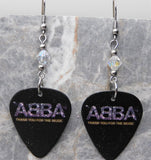 ABBA Thank You For The Music Guitar Pick Earrings with Clear ABx2 Swarovski Crystals