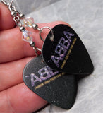 ABBA Thank You For The Music Guitar Pick Earrings with Clear ABx2 Swarovski Crystals