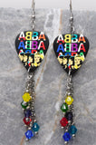 ABBA Color Blocking Guitar Pick Earrings with Swarovski Crystal Dangles