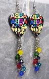 ABBA Color Blocking Guitar Pick Earrings with Swarovski Crystal Dangles