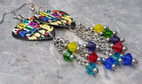 ABBA Color Blocking Guitar Pick Earrings with Swarovski Crystal Dangles