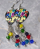 ABBA Color Blocking Guitar Pick Earrings with Swarovski Crystal Dangles
