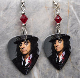 Alice Cooper in a Top Hat Guitar Pick Earrings with Red Swarovski Crystals