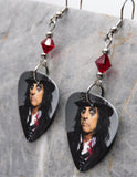 Alice Cooper in a Top Hat Guitar Pick Earrings with Red Swarovski Crystals