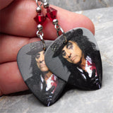 Alice Cooper in a Top Hat Guitar Pick Earrings with Red Swarovski Crystals