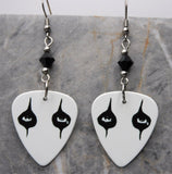 Alice Cooper Eyes Guitar Pick Earrings with Black Swarovski Crystals