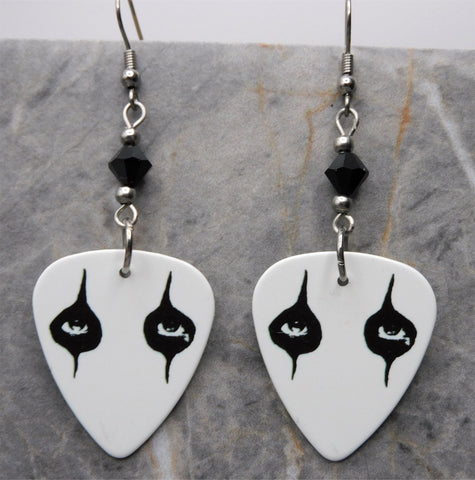 Alice Cooper Eyes Guitar Pick Earrings with Black Swarovski Crystals