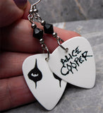 Alice Cooper Eyes Guitar Pick Earrings with Black Swarovski Crystals