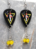 Alice Cooper Welcome to My Nightmare Guitar Pick Earrings with Yellow Opal Swarovski Crystal Dangles