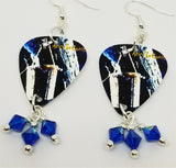 Alice in Chains Sap Guitar Pick Earrings with Capri Blue AB Swarovski Crystals