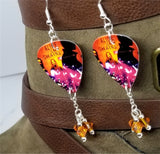Alice in Chains Unplugged Guitar Pick Earrings with Orange Swarovski Crystal Dangles