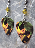 Alice in Chains Angry Chair Guitar Pick Earrings with Green Swarovski Crystals