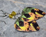 Alice in Chains Angry Chair Guitar Pick Earrings with Green Swarovski Crystals
