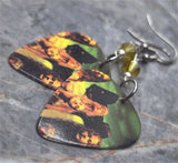Alice in Chains Angry Chair Guitar Pick Earrings with Green Swarovski Crystals