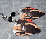 Alice in Chains Guitar Pick Earrings with Black Swarovski Crystals