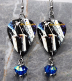 Alice in Chains Sap Guitar Pick Earrings with Capri Blue AB Swarovski Crystals