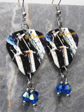 Alice in Chains Sap Guitar Pick Earrings with Capri Blue AB Swarovski Crystals