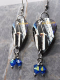 Alice in Chains Sap Guitar Pick Earrings with Capri Blue AB Swarovski Crystals