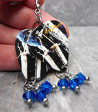 Alice in Chains Sap Guitar Pick Earrings with Capri Blue AB Swarovski Crystals