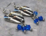 Alice in Chains Sap Guitar Pick Earrings with Capri Blue AB Swarovski Crystals