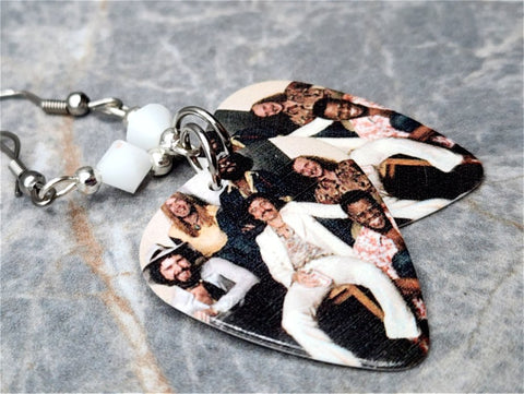 The Allman Brothers Band Guitar Pick Earrings with White Swarovski Crystals
