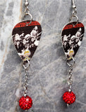 The Allman Brothers Band Guitar Pick Earrings with Red Pave Dangles