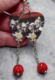 The Allman Brothers Band Guitar Pick Earrings with Red Pave Dangles