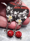 The Allman Brothers Band Guitar Pick Earrings with Red Pave Dangles