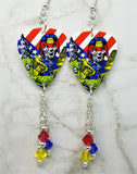 Anthrax Guitar Pick Earrings with Swarovski Crystal Dangles