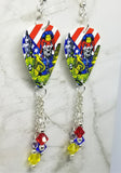 Anthrax Guitar Pick Earrings with Swarovski Crystal Dangles