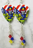 Anthrax Guitar Pick Earrings with Swarovski Crystal Dangles