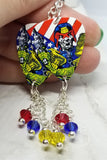 Anthrax Guitar Pick Earrings with Swarovski Crystal Dangles
