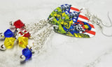 Anthrax Guitar Pick Earrings with Swarovski Crystal Dangles