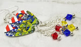 Anthrax Guitar Pick Earrings with Swarovski Crystal Dangles
