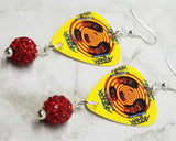Anthrax State of Euphoria Guitar Pick Earrings with Red Pave Bead Dangles