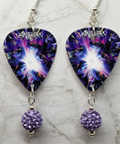 Anthrax We've Come For You All Guitar Pick Earrings with Violet Pave Bead Dangles